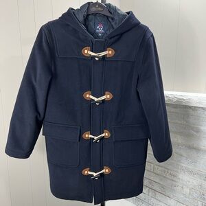 Brooks Brothers Navy Pea Coat with Brown Accents